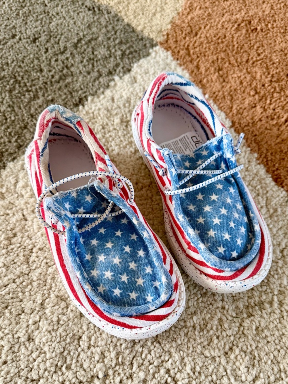 Hey Dude Toddler/Kids Wally Patriotic USA Flag Slip Ons